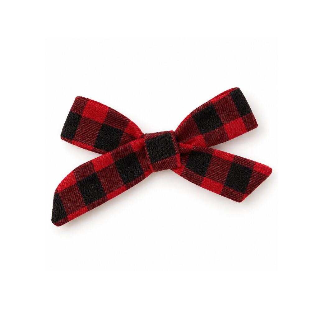 NEW Wunderkin Co. Plaid Bow Clip Red Black Holiday Hair Bow
